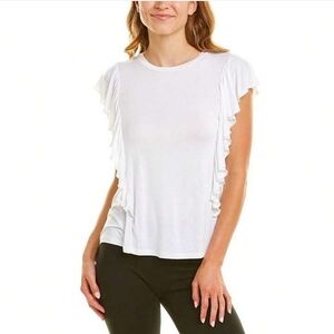 Hale Bob Bamboo Flutter Short Sleeve Blouse Shirt Top Womens